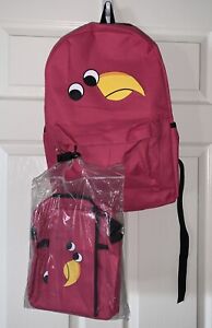 Flamingo Pink Large Backpack Satchel Travel Zip Pencil Lunch Bag 3 Piece