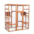 Large Cat House Outdoor Cat Enclosure with Jumping Platforms Backyard Run Cage