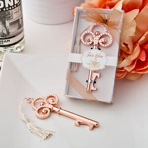 rose gold skeleton key bottle opener wedding party favors  vintage theme 1