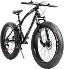 Outroad Fat Tire Mountain Bike with 26 Inch Wheels, 21 Speed with High Carbon St