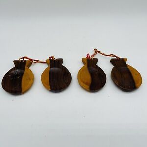 New Listing2 Sets Of Vintage Souvenir Percussion Instrument Castanets Solid Wood