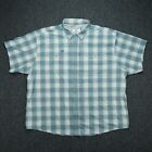 Poncho Shirt Men 3XL Blue Green Plaid Fishing Magnetic Pockets Short Sleeve