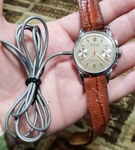 Rare Vintage 1950's Protona Minifon Spy Watch Recorder Chronograph Wristwatch