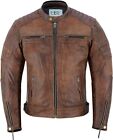 Men's Motorbike Premium Quality Leather Jacket Distress Zip Up Motorcycle