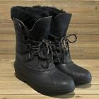Womens Sorel Canada Badger Black Leather Insulated Winter Snow Boots Size 6 M