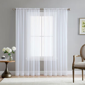Jenna Collection Sheer Voile Solid Window Curtain Panel  - Set of 2 - ALL COLORS
