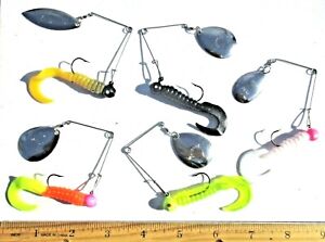 5ct Assorted 1/8oz GRUB SPINNERBAITS Bass Trout Crappie Walleye Lures Spinners