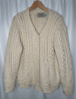 Aran Sweater Market Irish Knit Cardigan Cream Merino Wool Size Extra Large XL