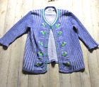 Storybook Knits Cardigan Sweater Womens Large Blue Whale Ocean Embroidered