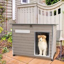 PetsCosset Dog House Indoor & Outdoor Wooden Dog Houses with Asphalt Roof ，Gray