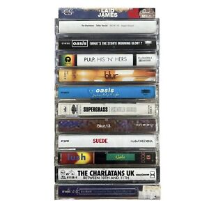 12x ALT. BRIT POP Cassette Tape Lot: RARE Oasis Blur Suede Charlatans Lush James