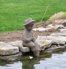 Fishing Boy Cast Stone Statue-sculpture-pond/garden decor-accent-Large statuary