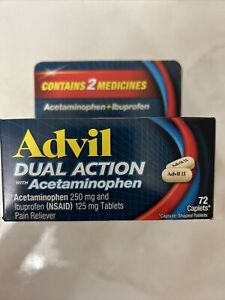 Advil Dual Action Acetaminophen 250mg & Ibuprofen 125mg, 72 Caplets Exp 09/24