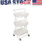New Listing3 Tier Rolling Craft Cart Storage Shelves Portable W/ Handle Plastic Tray Garage