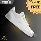 Mens Nike Air force 1 triple white low top athletic sneaker w/ crease protector