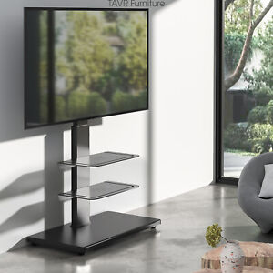Modern Swivel Floor TV Stand with Mount  Height Adjustable for 32-75 inch TV