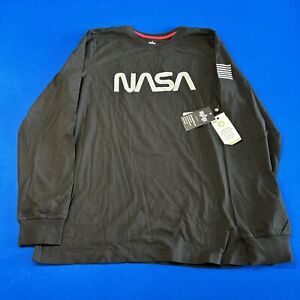 ALPHA INDUSTRIES Limited NASA Reflective Logo Long sleeve T-Shirt Black New