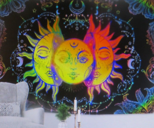 Sun Revealing Moon With Stars Tapestry 51.2