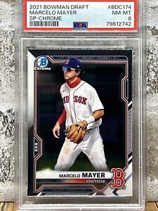 PSA 8 Marcelo Mayer 2021 Bowman Draft Chrome Image Variation #BDC-174 Red Sox