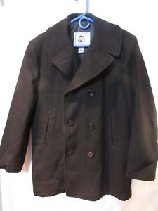 STERLINGWEAR Anchor Collection Black Wool Navy Pea Coat M161 Men's Size 40 L USA