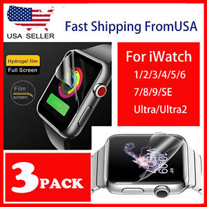 3X  HYDROGEL Screen Protector For Apple Watch 9 8 7 6 5  38/42/40/44/41/45/49mm