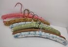 Lot Of 6 Vintage Clothes Hangers Satin Wood Yarn Grandma Core 60s 70s Style