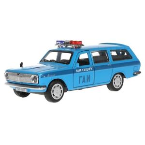 GAZ-2402 Volga GAI POLICE Metal Toy Car, Blue, SCALE 1/36, USSR, by TEHNOPARK