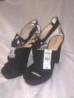 New Express Open Toe Heels Thick Pumps Size 7 Black