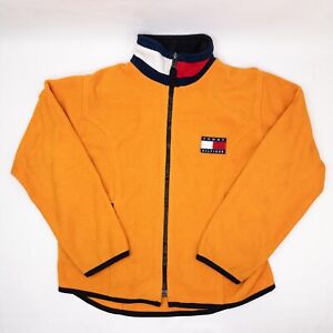 Vintage Tommy Hilfiger Athletic Men's S Orange Fleece Jacket Flag Patch