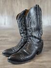 Dan Post Vintage Black Exotic Lizard Skin 6833 Western Cowboy Boots Mens 10.5 D