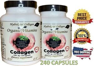 Collagen ORGANIC vitamins Hydrolysate with VitaminC ANTIANGING Colagen 240 CAPS