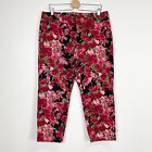 Talbots Pants Womens Size 14 Red Pink Floral Chinos Signature