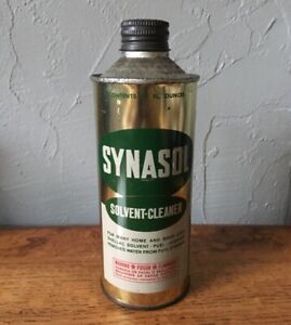 Vintage SYNASOL Tin Can Litho Cone Top Auto Shop Solvent-Cleaner