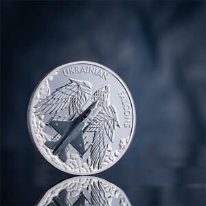 Ukrainian Falcons 1 oz Proof Silver Coin 5 Cedis Republic of Ghana 2024