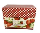 Strawberry Recipe Box with Recipe Cards/dividers Red/White Plaid -5”H X 6.5”x3.5