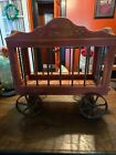 Antique Circus Toy, Royal Circus. Red, wooden with metal bars. 14x14x6.5 wide