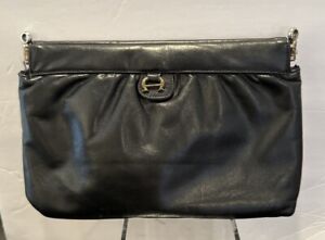 Vintage Etienne Aigner Black Leather Handbag Clutch *READ FOR CONDITION ISSUE**