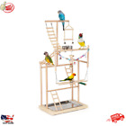 Parrot Perch Playstand 4 Layers Wood Ladder Indoor Handmade Parakeets Cockatiels