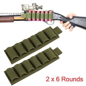 2Pcs 6 Rounds 12 Gauge Tactical Shotgun Shell Holder Card Ammo Cartridge Pouch