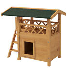 Insulated Feral Cat House Outdoor Indoor Wooden Kitty Condo with Escape Door