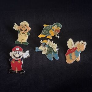 Vintage Nintendo Super MARIO BROS Enamel Lapel Pins (1988) - Lot Of 5 RARE Group