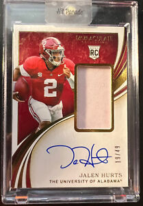 2020 Panini Immaculate Collegiate Jalen Hurts RPA Rookie Patch Auto Card /49