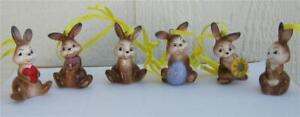 Goebel Porcelain Set of 6 Easter Bunny Rabbit Ornaments New with box Germany