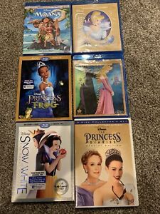 Disney Princess 6x Blu-ray DVD movie lot Moana Snow White Cinderella Sleeping Be