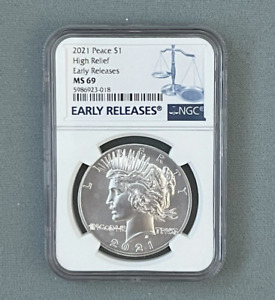 2021 Peace $1 - BLUE LABEL Early Releases High Relief - NGC MS69 with COA & BOX