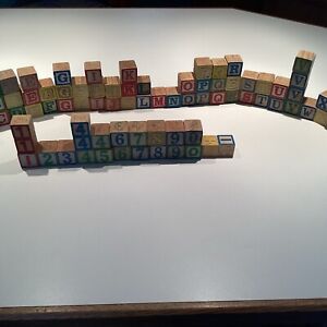 VINTAGE WOODEN BLOCKS FOR CHILDERN FULL SET A-Z & # LOT OF 79 PIECES