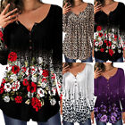 Plus Size Women Long Sleeve Floral Tunic Tops Ladies Casual Loose Blouse T-Shirt