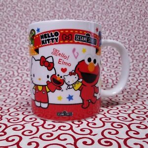 Hello Kitty & Sesame Street Elmo Coffee Mug Cup MINT Boxed from Japan