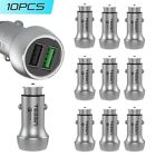 10PCS Fast Metal USB Car Charger Quick Charge 3.0 Compatible for Samsung Galaxy