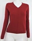 APT 9 Size L Red 100% Cashmere Long Sleeve V-Neck Pullover Sweater